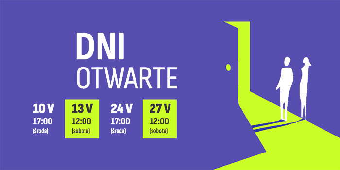 Zapraszamy na majowe Dni Otwarte 2023 w WSR i WSBMiR! 10, 24 V (środa) 17:00 oraz 13, 27 V (sobota) 12:00