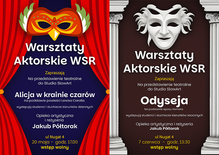 Warsztaty aktorskie i premierowe spektakle w WSBMiR/WSR V,VI 2025 r.